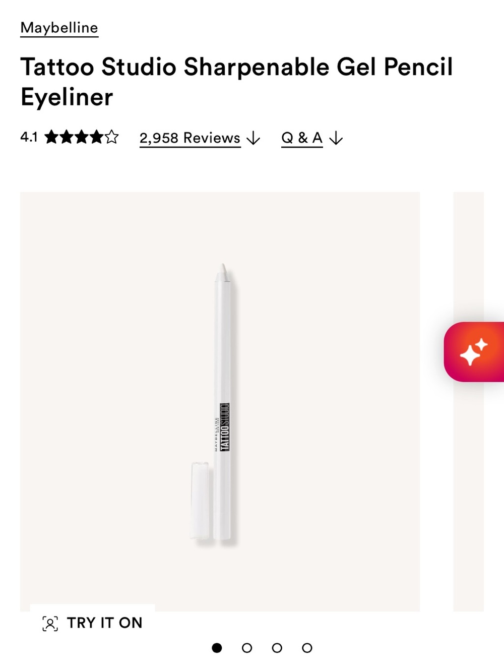 Maybelline Tattoo Studio Sharpenable Gel Pencil Eyeliner white makeup